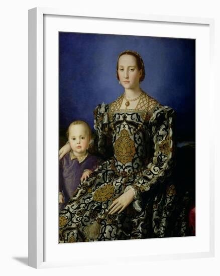 Portrait of Eleanor of Toledo and Her Son, Giovanni de Medici, c.1544-45-Agnolo Bronzino-Framed Giclee Print