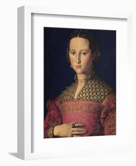 Portrait of Eleanor of Toledo, Wife of Grand Duke Cosimo I De' Medici, C1545-Agnolo Bronzino-Framed Giclee Print