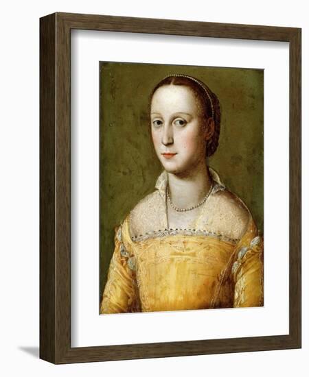 Portrait of Eleanora D'Este, Half-Length, Wearing a Gold Dress-Alessandro Allori-Framed Giclee Print