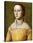 Portrait of Eleanora D'Este, Half-Length, Wearing a Gold Dress-Alessandro Allori-Stretched Canvas