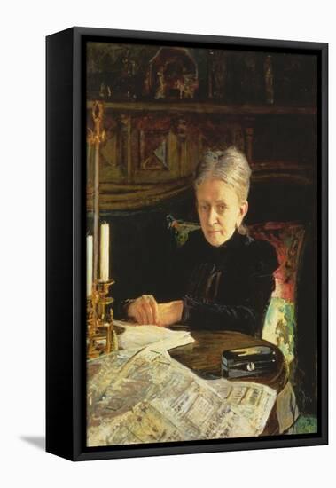 Portrait of Elena Osipovna Likhacheva (1836-1904) Writer and Social Activist, 1892-Nikolai Nikolaevich Ge-Framed Stretched Canvas