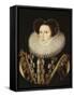 Portrait of Elizabeth Stafford, Lady Drury, Wearing an Embroidered Black and White Dress-Sir William Segar-Framed Stretched Canvas