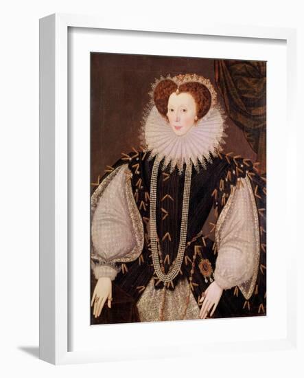 Portrait of Elizabeth Sydenham, Lady Drake, circa 1585-George Gower-Framed Giclee Print