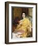 Portrait of Elsa, Daughter of William Hall, seated wearing a Pink Dress and Yellow Wrap-Frank Bernard Dicksee-Framed Giclee Print