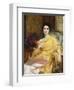 Portrait of Elsa, Daughter of William Hall, seated wearing a Pink Dress and Yellow Wrap-Frank Bernard Dicksee-Framed Giclee Print