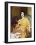 Portrait of Elsa, Daughter of William Hall, seated wearing a Pink Dress and Yellow Wrap-Frank Bernard Dicksee-Framed Giclee Print