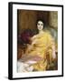 Portrait of Elsa, Daughter of William Hall, seated wearing a Pink Dress and Yellow Wrap-Frank Bernard Dicksee-Framed Giclee Print