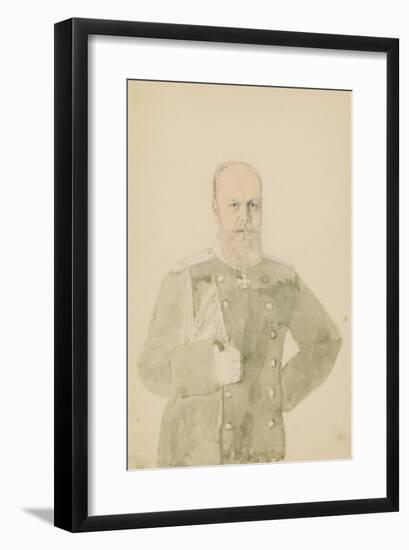 Portrait of Emperor Alexander III (1845-1894) (Pencil and W/C on Paper)-Mihaly von Zichy-Framed Giclee Print
