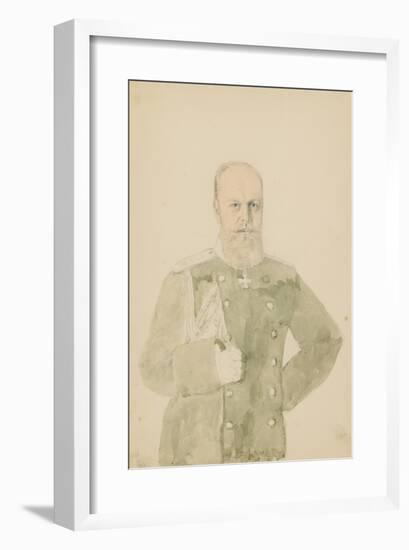 Portrait of Emperor Alexander III (1845-1894) (Pencil and W/C on Paper)-Mihaly von Zichy-Framed Giclee Print