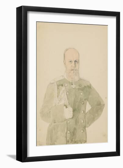 Portrait of Emperor Alexander III (1845-1894) (Pencil and W/C on Paper)-Mihaly von Zichy-Framed Giclee Print