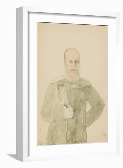 Portrait of Emperor Alexander III (1845-1894) (Pencil and W/C on Paper)-Mihaly von Zichy-Framed Giclee Print