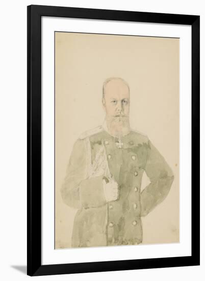 Portrait of Emperor Alexander III (1845-1894) (Pencil and W/C on Paper)-Mihaly von Zichy-Framed Giclee Print