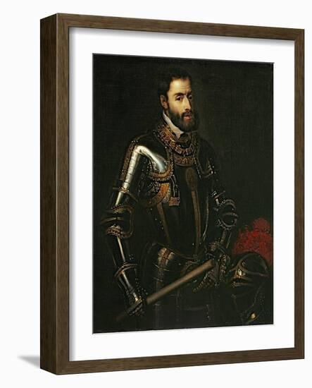 Portrait of Emperor Charles V, after a Painting by Titian, C.1603-Titian (Tiziano Vecelli)-Framed Giclee Print