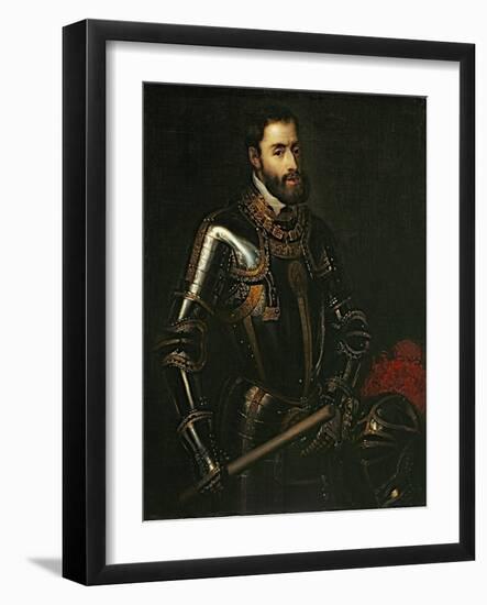 Portrait of Emperor Charles V, after a Painting by Titian, C.1603-Titian (Tiziano Vecelli)-Framed Giclee Print