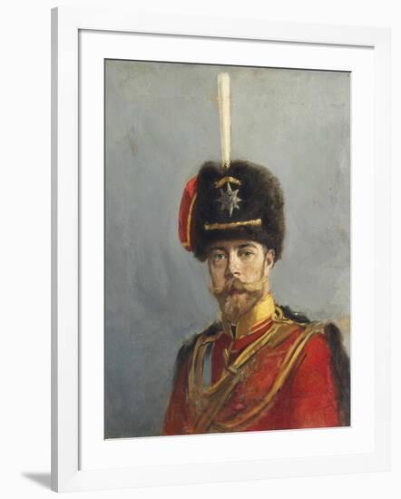 Portrait of Emperor Nicholas II (1868-1918) by Makovsky, Alexander Vladimirovich (1869-1924). Oil O-Alexander Vladimirovich Makovsky-Framed Giclee Print