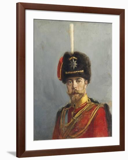 Portrait of Emperor Nicholas II (1868-1918) by Makovsky, Alexander Vladimirovich (1869-1924). Oil O-Alexander Vladimirovich Makovsky-Framed Giclee Print