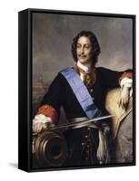 Portrait of Emperor Peter I the Great (1672-172)-Paul Hippolyte Delaroche-Framed Stretched Canvas