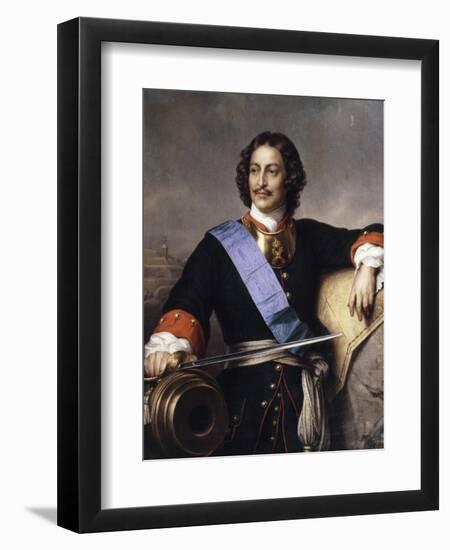 Portrait of Emperor Peter I the Great (1672-172)-Paul Hippolyte Delaroche-Framed Giclee Print