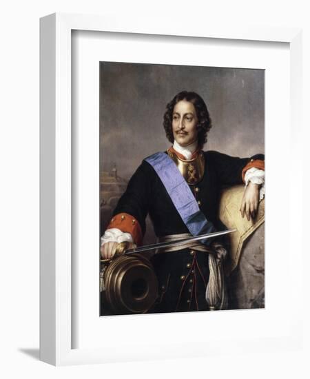 Portrait of Emperor Peter I the Great (1672-172)-Paul Hippolyte Delaroche-Framed Giclee Print