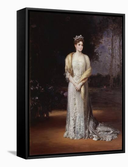 Portrait of Empress Alexandra Fyodorovna of Russia, the Wife of Tsar Nicholas II, 1914-Jakov Jakovlevich Veber-Framed Stretched Canvas