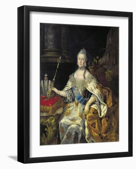 Portrait of Empress Catherine II (1729-179), 1766-Alexei Petrovich Antropov-Framed Giclee Print