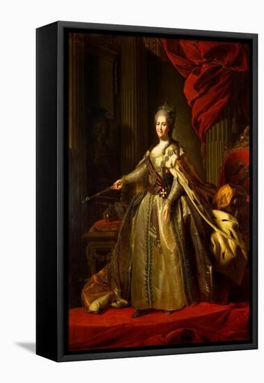 Portrait of Empress Catherine II (1729-1796)-Fyodor Stepanovich Rokotov-Framed Stretched Canvas