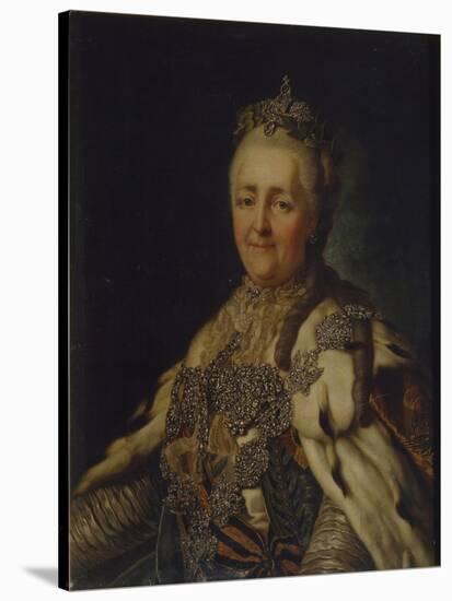 Portrait of Empress Catherine II (1729-179)-Alexander Roslin-Stretched Canvas