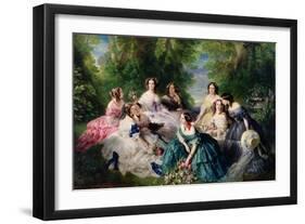 Portrait of Empress Eugenie Surrounded by Her Maids of Honor, 1855-Franz Xaver Winterhalter-Framed Giclee Print