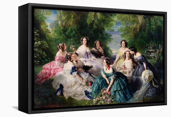 Portrait of Empress Eugenie Surrounded by Her Maids of Honor, 1855-Franz Xaver Winterhalter-Framed Stretched Canvas
