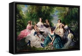 Portrait of Empress Eugenie Surrounded by Her Maids of Honor, 1855-Franz Xaver Winterhalter-Framed Stretched Canvas