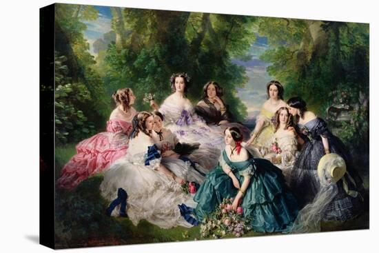 Portrait of Empress Eugenie Surrounded by Her Maids of Honor, 1855-Franz Xaver Winterhalter-Stretched Canvas