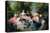 Portrait of Empress Eugenie Surrounded by Her Maids of Honor, 1855-Franz Xaver Winterhalter-Stretched Canvas