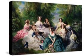 Portrait of Empress Eugenie Surrounded by Her Maids of Honor, 1855-Franz Xaver Winterhalter-Stretched Canvas