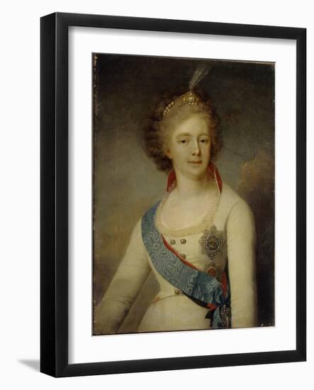 Portrait of Empress Maria Feodorovna (1759-182) in the Chevalier Guard Uniform, 1796-Vladimir Lukich Borovikovsky-Framed Giclee Print