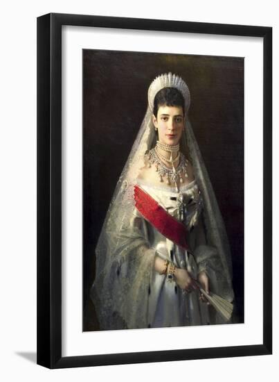 Portrait of Empress Maria Feodorovna, Princess Dagmar of Denmark, (1847-192)-Ivan Kramskoy-Framed Giclee Print