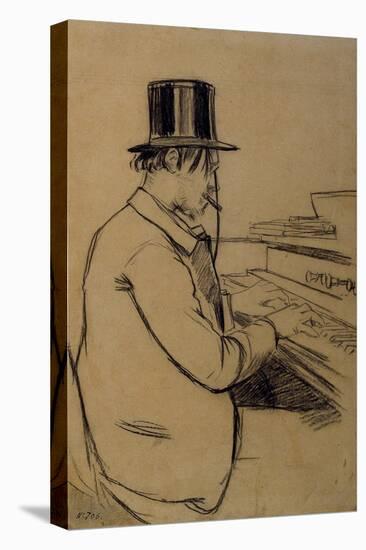 Portrait of Erik Satie (1866-192), Playing the Harmonium-Santiago Rusiñol-Stretched Canvas