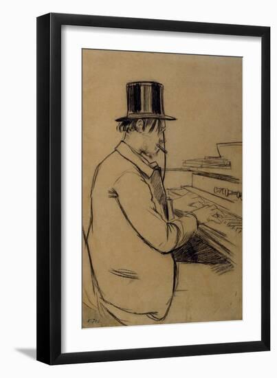 Portrait of Erik Satie (1866-192), Playing the Harmonium-Santiago Rusiñol-Framed Giclee Print