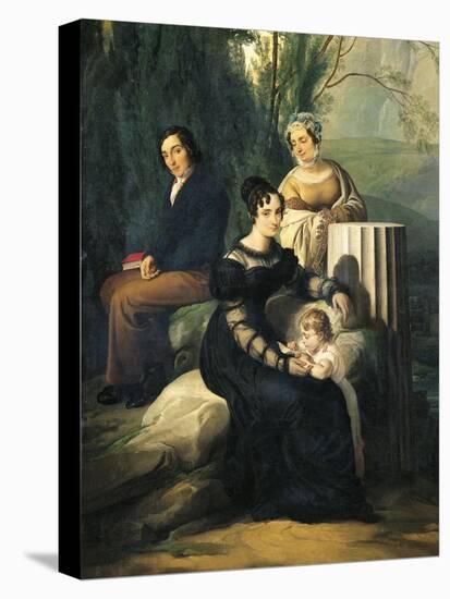 Portrait of Family Stampa Di Soncino-Francesco Hayez-Stretched Canvas