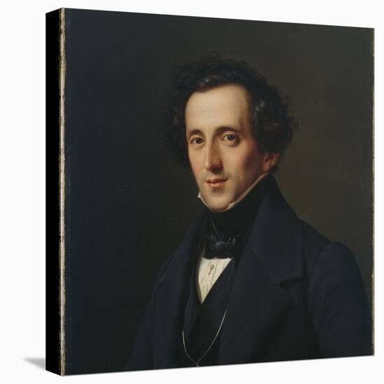 Portrait of Felix Mendelssohn, Duesseldorf, 1834-35-Ferdinand Theodor Hildebrandt-Stretched Canvas