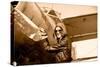 Portrait of Female Pilot  with Plane Propeller. Retro Photos.-Aleksandar Todorovic-Stretched Canvas