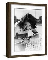 Portrait of Female Tennis Player at the Net-null-Framed Photo