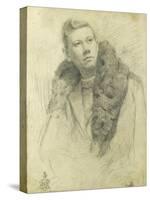 Portrait of Feodor Chaliapin, 1888 (Pencil on Paper)-Ilya Efimovich Repin-Stretched Canvas