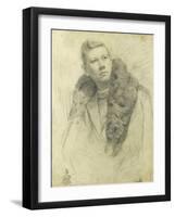 Portrait of Feodor Chaliapin, 1888 (Pencil on Paper)-Ilya Efimovich Repin-Framed Giclee Print