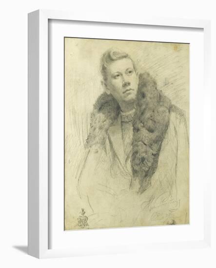 Portrait of Feodor Chaliapin, 1888 (Pencil on Paper)-Ilya Efimovich Repin-Framed Giclee Print