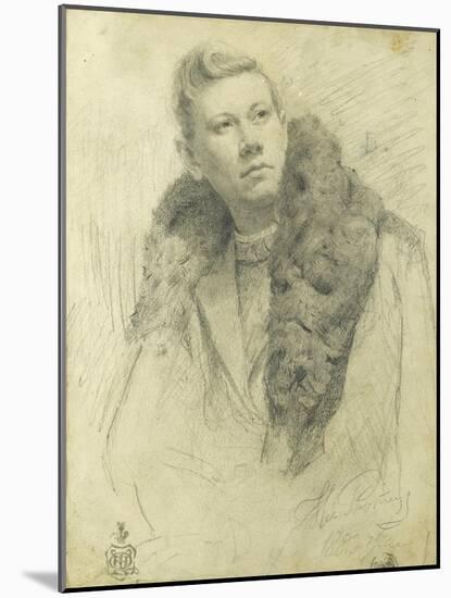 Portrait of Feodor Chaliapin, 1888 (Pencil on Paper)-Ilya Efimovich Repin-Mounted Giclee Print