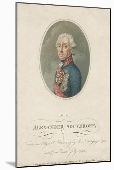 Portrait of Field Marshal Generalissimo Prince Alexander Suvorov, 1799-Josef Kreuzinger-Mounted Giclee Print
