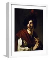 Portrait of Flute Player-Nicolas Tournier-Framed Giclee Print