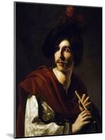 Portrait of Flute Player-Nicolas Tournier-Mounted Giclee Print