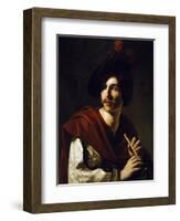 Portrait of Flute Player-Nicolas Tournier-Framed Giclee Print