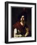 Portrait of Flute Player-Nicolas Tournier-Framed Giclee Print